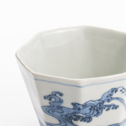 Soba cup - Blue and white Great wave by Nagata studio