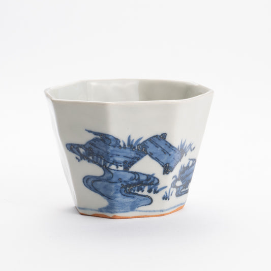 Soba cup -Blue and whte yatsuhashi by Nagata studio