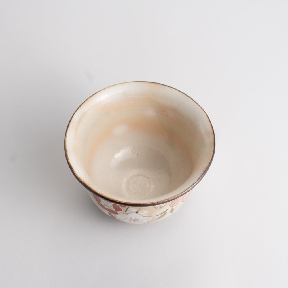 Seasonal flowers Teacup Small size　Shunzan Kiln store Made in Japan Kyoto ceramic