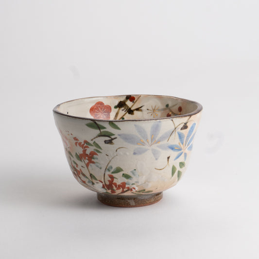 Small teacup -Seasonal Flowers by Shunzan-kiln