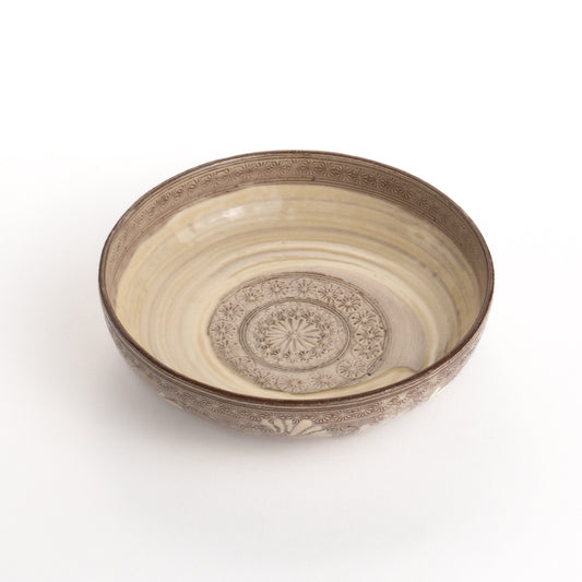 Flat small bowl, Murasaki Mishima, Torakugama 