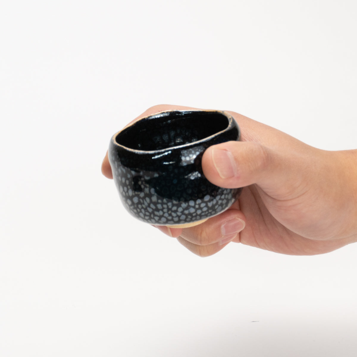 Sake cup(Raku bowl shape)-Ginsei"銀星" 2A by Yoshinori Izumi