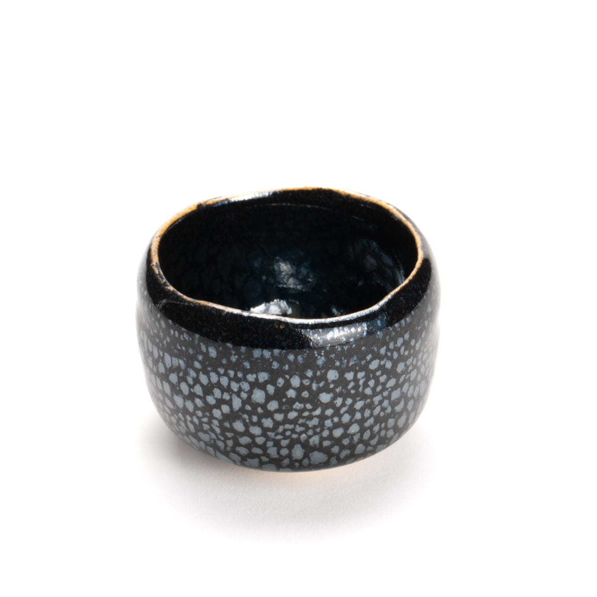 Sake cup(Raku bowl shape)-Ginsei"銀星" 2A by Yoshinori Izumi