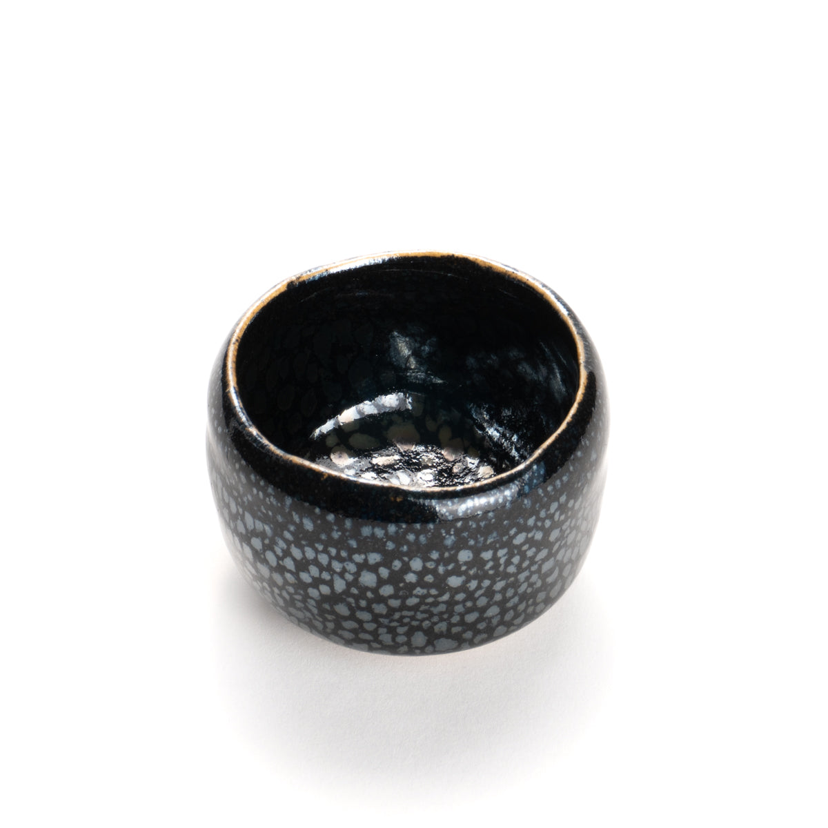 Sake cup(Raku bowl shape)-Ginsei"銀星" 2A by Yoshinori Izumi