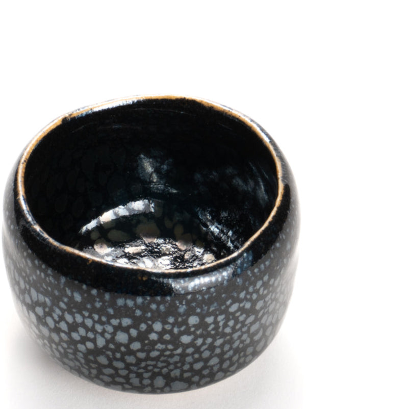 Sake cup(Raku bowl shape)-Ginsei"銀星" 2A by Yoshinori Izumi